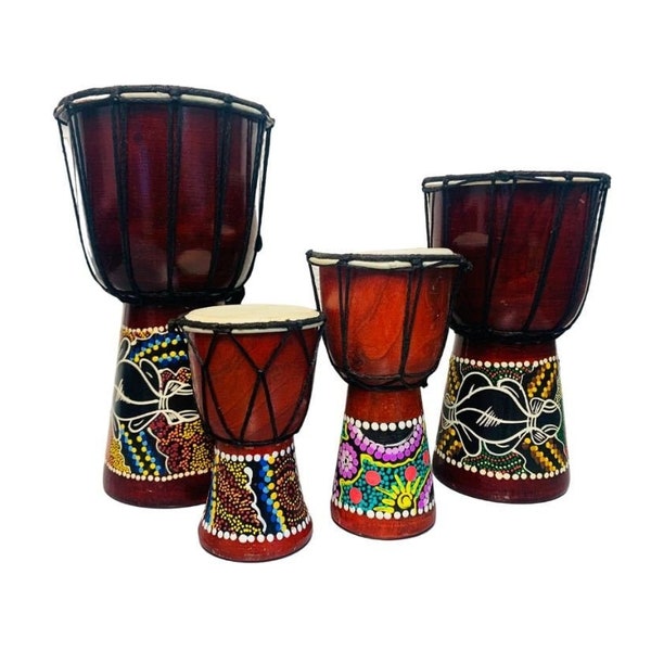 Djembe Drums Various Sizes Instrument Hand Made Fair Trade Dot Painted