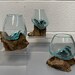Melted Glass Bowl on Wood Fair Trade Handmade Ornament Various Sizes Unique Eco-friendly Recycled