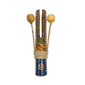 Dot Painted Castanet Knocker Clacker TikTok Bamboo Musical Instrument Percussion Wooden Hand Carved Fair Trade Noise Maker