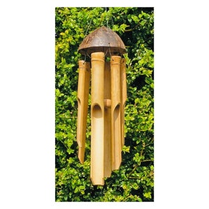 Bamboo Wind Chime Natural Bamboo & Coconut Shell Fair Trade Various Sizes image 4