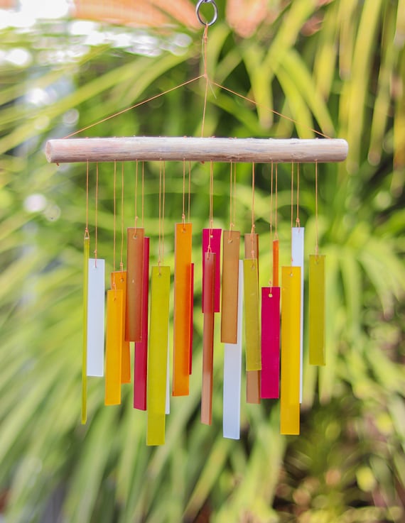 Glass Wind Chime Autumn Fall Colours, Garden Wind Chimes Ireland