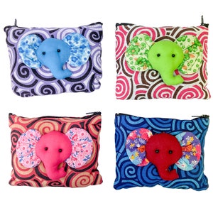 Elephant Coin Purse - Mini Kids Pocket Money Purse Pouch Wallet Coin Children&#39;s Elephant Multicoloured Rainbow Boys Girls Thai Thailand