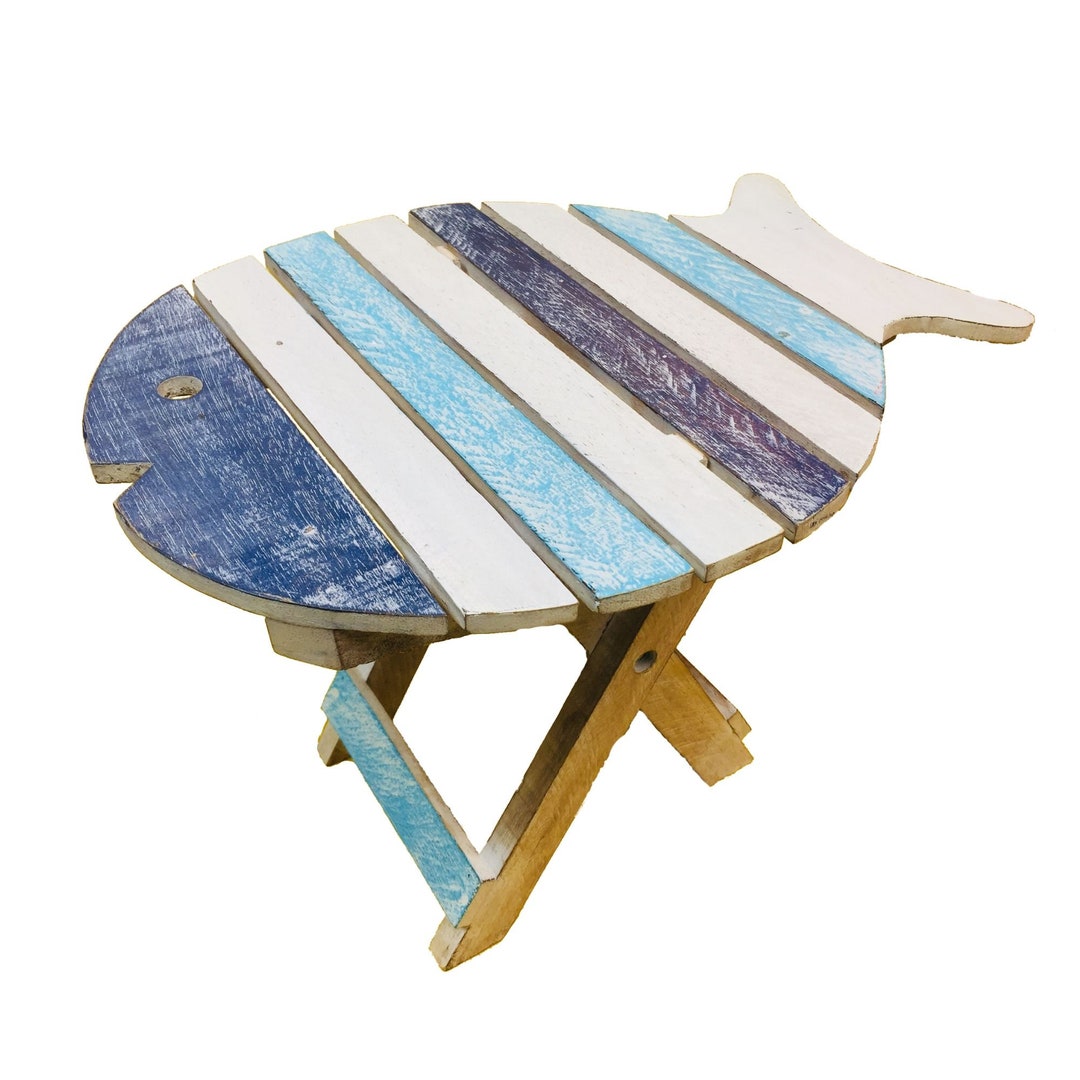 Nautical Coloured Fish Table Wooden Folding Striped - Etsy
