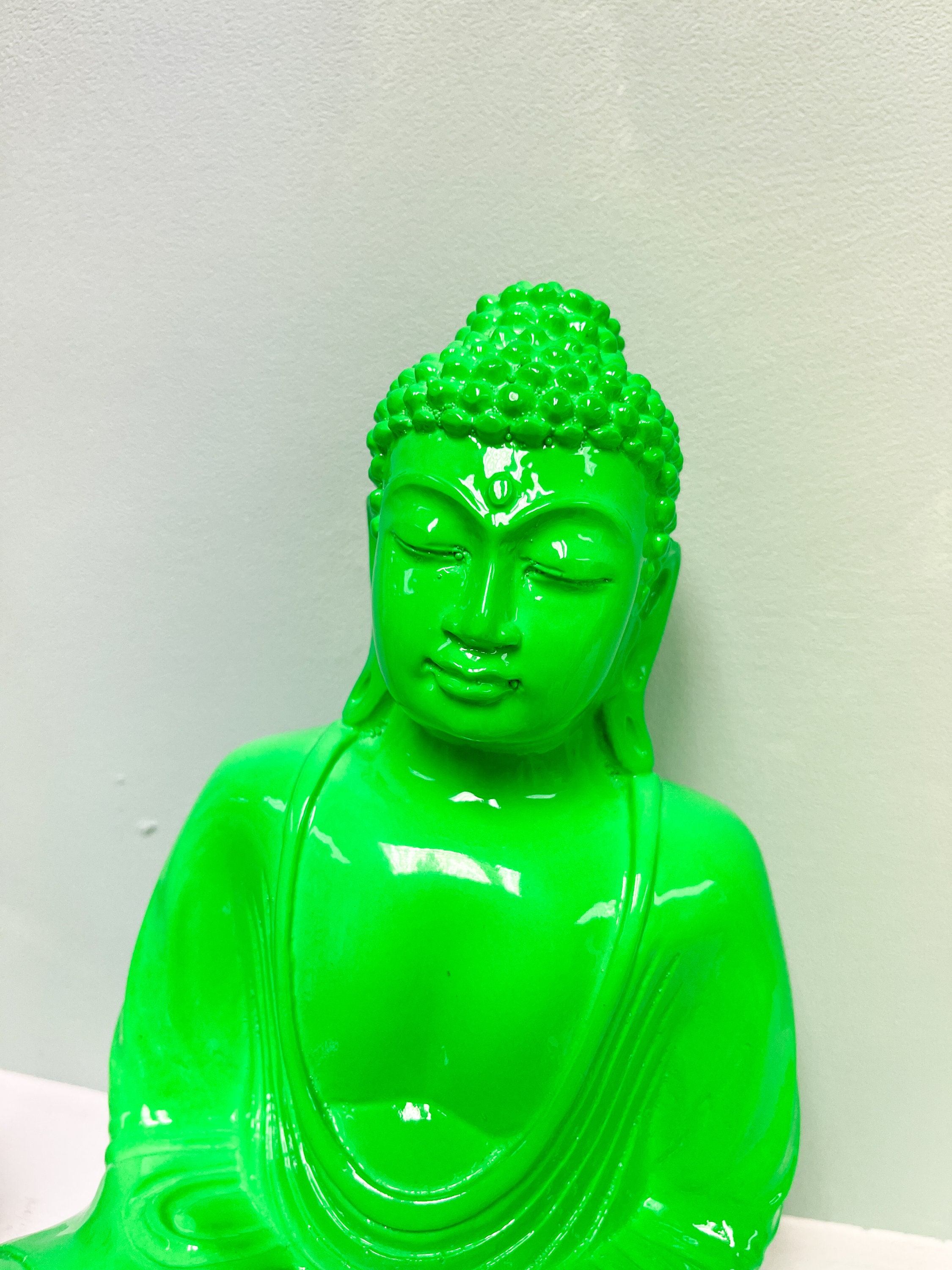Green Buddha Ornament Meditating Sitting Figure Statue