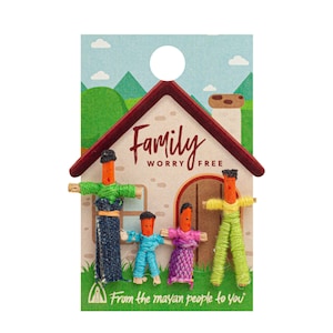 Mayan Worry Doll Family House on Magnet - Handmade gift, Fair Trade, Worry people, Mayan