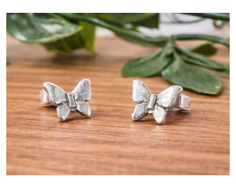 Sterling Silver 925 Butterfly Stud Earrings from Thailand, Handmade Animal Earrings, Minimalist Silver Studs, Gift for Her