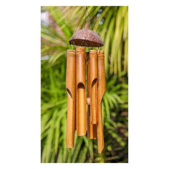 Bamboo Wind Chime Natural Bamboo Coconut Shell Fair Trade Etsy 日本