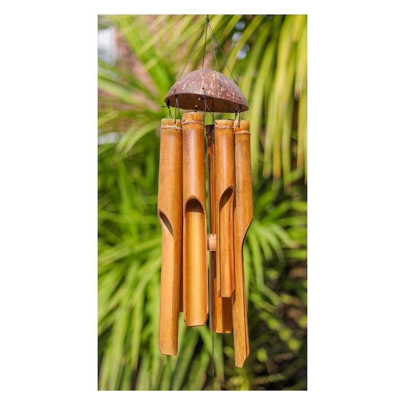 Bamboo Wind Chime Natural Bamboo & Coconut Shell Fair Trade Various Sizes image 2