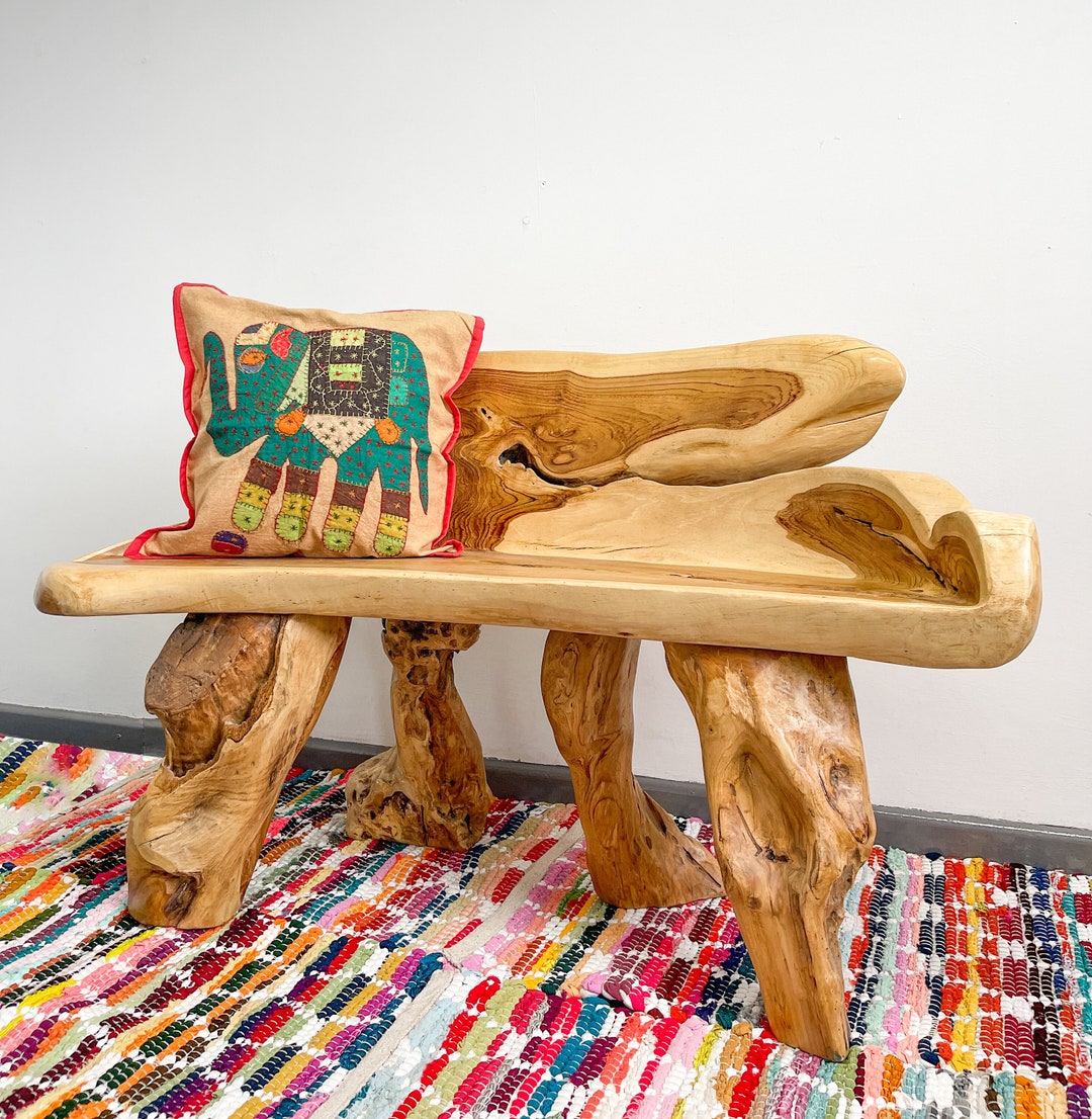 Teak Wood Bench Teak Root Rustic Wooden Outdoor Indoor Bench Etsy