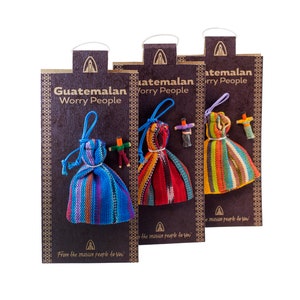 Fairtrade Guatemalan Mini Worry People Dolls with bag - Handmade gift