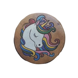 Unicorn Childrens Wooden Stool Novelty Design Kids Stool Step Fair Trade Hand Made and Hand Carved Solid Wood Boys or Girls 26x26cm