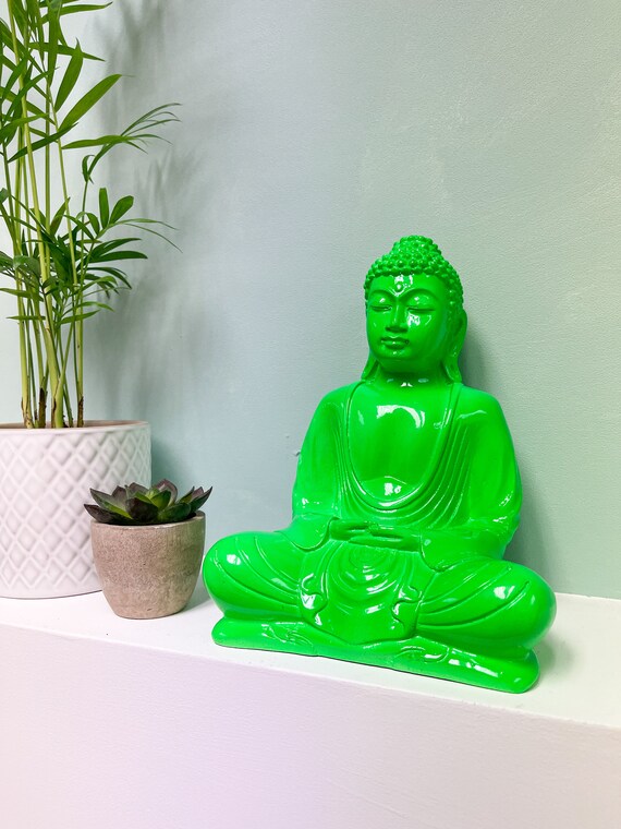 Green Buddha Ornament Meditating Sitting Figure Statue