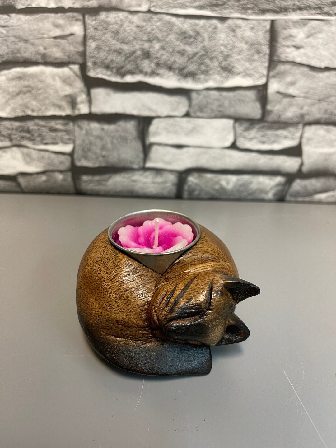 Wooden Cat Tea Light Holder Handmade Decorative Candle Holder Etsy UK