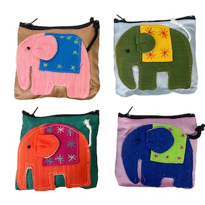 Elephant Coin Purse - Mini Kids Pocket Money Purse Pouch Wallet Coin Children&#39;s Elephant Multicoloured Rainbow Boys Girls Thai Thailand