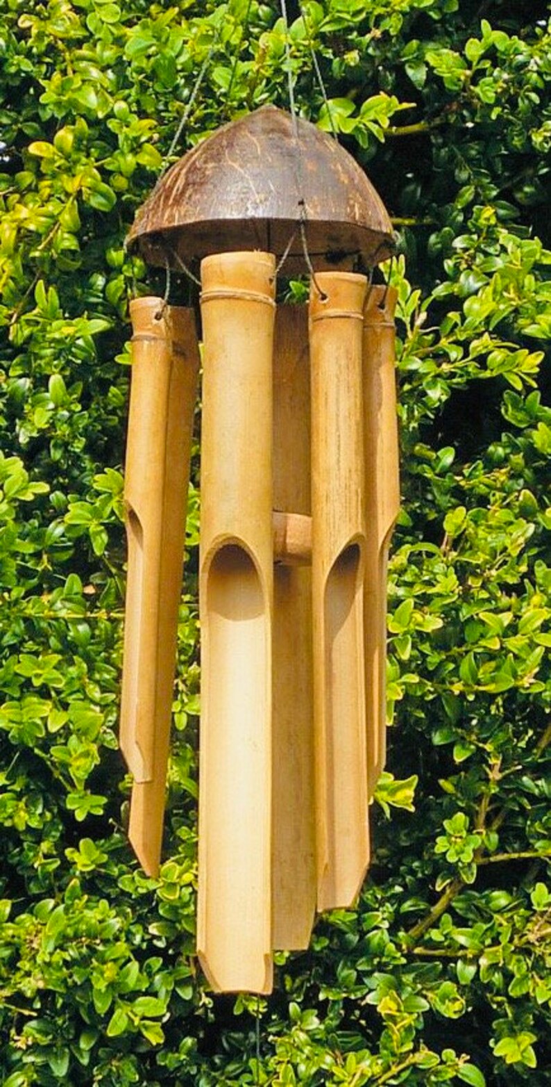 Bamboo Wind Chime Natural Bamboo & Coconut Shell Fair Trade Etsy UK