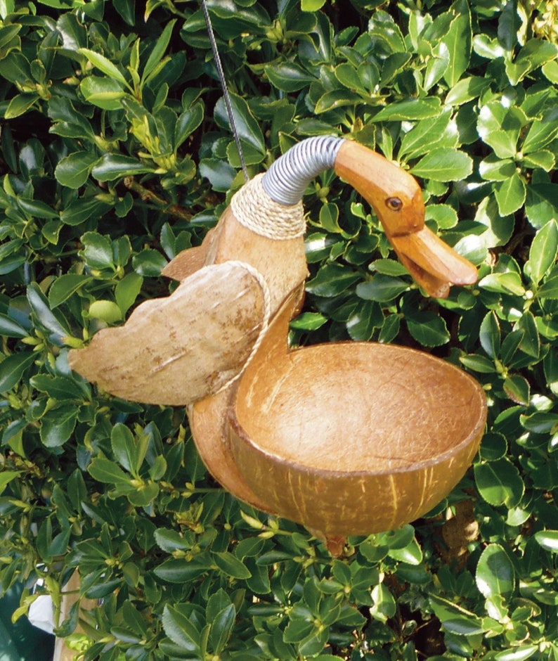 Duck Coconut Shell Bird Feeder Hanging Birds Nest Bird Bobbing Etsy