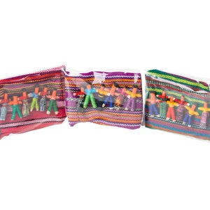 6 Mini Worry People Doll on Bag Fairtrade Guatemalan Handmade Gift Anxiety
