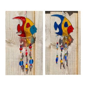 Swimming Fish Sun Catcher with Beads Window Decoration Bathroom Various Colours Fair Trade