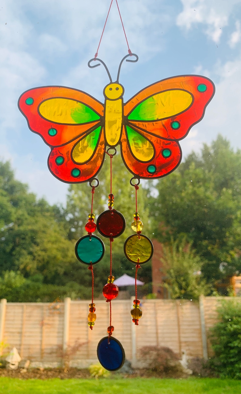 Butterfly Suncatchers Mobile Window Decor Windchime Garden Etsy UK