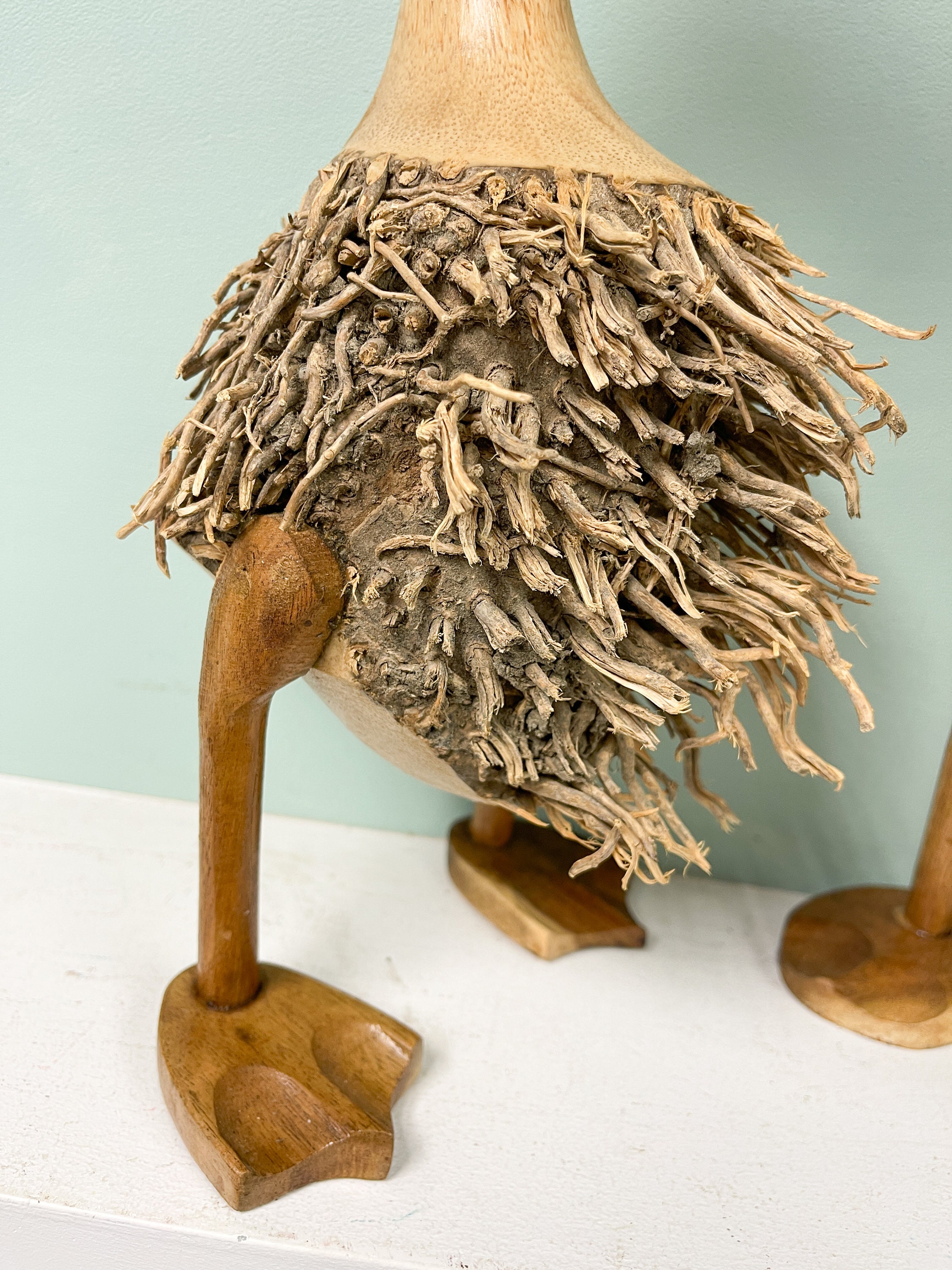 Bamboo Duck Statue in Brown - Bamboo Root - Hand Carved
