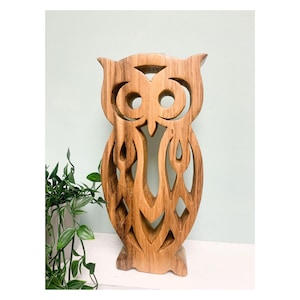 Wooden Owl Ornament - Hand Carved Decorative for Home