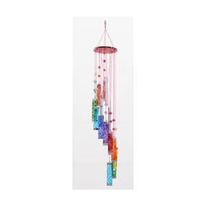 Rainbow Waterfall Glass Wind Chime Suncatcher Multicolours with Patterned Glass Window Decor