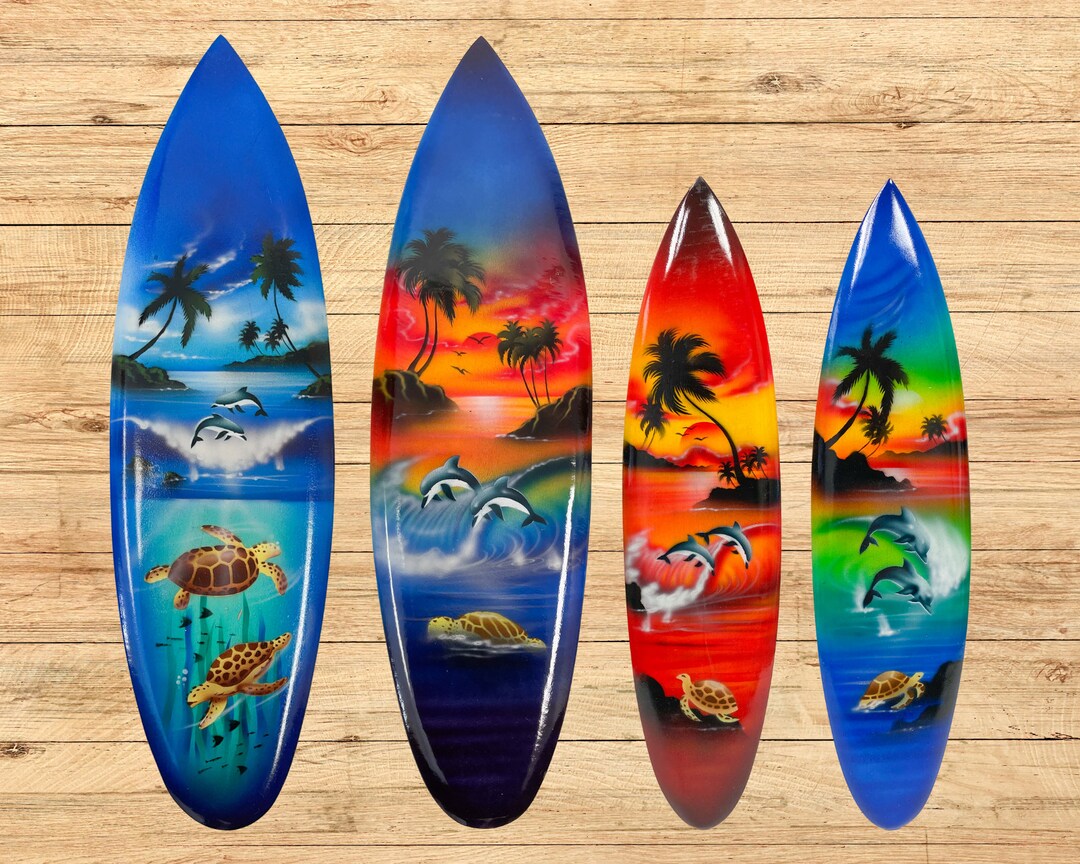 Wooden Hand Painted Airbrushed Decorative Surfboard Plaque Wall