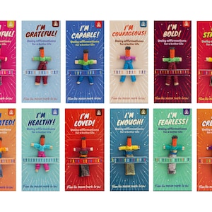 Fairtrade Guatemalan Affirmation Worry Dolls - Handmade gift, Guatemalan, I&#39;m Beautiful, Healthy, Strong, Fearless, Capable