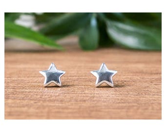 Sterling Silver 925 Star Stud Earrings from Thailand, Handmade, Minimalist Silver Studs, Gift for Her
