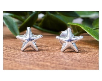 Sterling Silver 925 Star Stud Earrings from Thailand, Handmade, Minimalist Silver Studs, Gift for Her