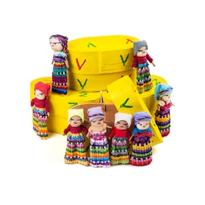 Fairtrade Guatemalan Worry Dolls - Box of 4 - Handmade gift, Worry people, Mayan