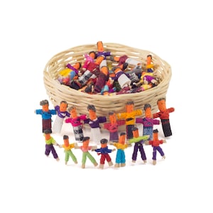 Fairtrade Guatemalan Worry Dolls - Basket of 72 - Handmade gift, Worry people, Mayan