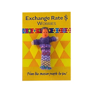 Fairtrade Guatemalan Personalised Worry Dolls - Exchange Rate Worries - Handmade gift, someone special, anxiety