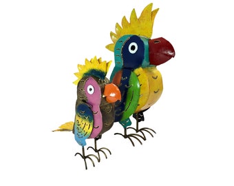 Painted Metal Parrot - Multicoloured Metal - Handmade Decorative Ornaments