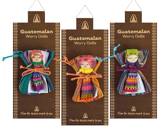 Fairtrade Guatemalan Worry People Dolls with Bag - Handmade gift