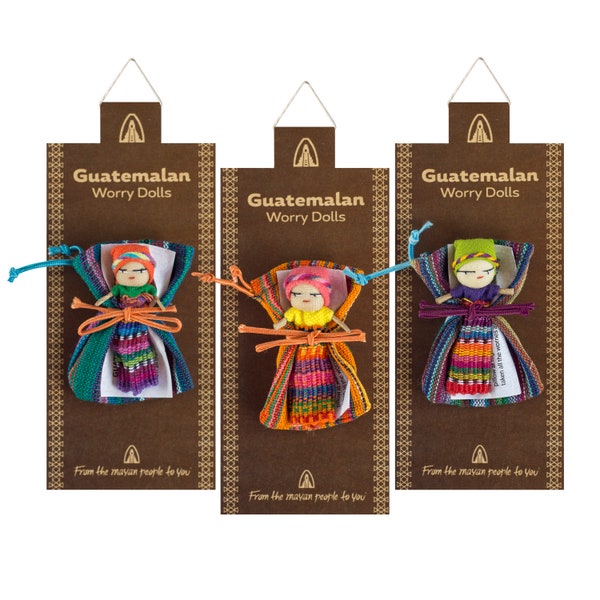 Fairtrade Guatemalan Worry People Dolls with Bag - Handmade gift