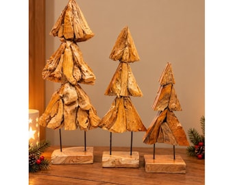 Teak Root Christmas Trees Natural Wood Fair Trade Various Sizes