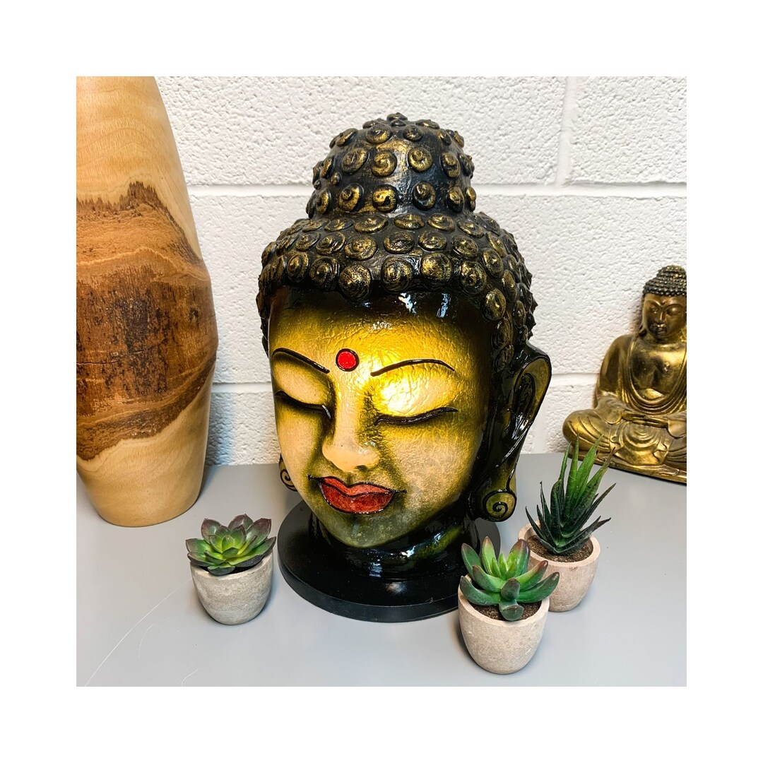Buddha Head Lamp Green Desk Table Lamp Light Home Bedroom Decor Fair ...