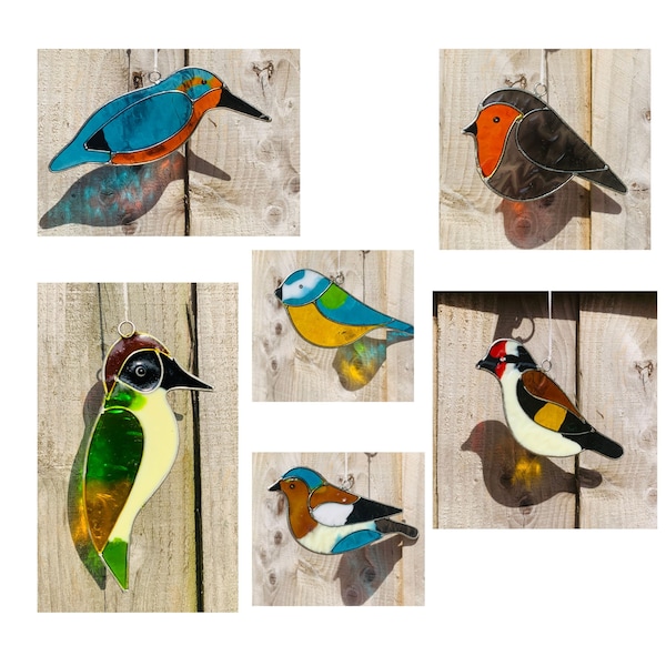 British Bird Suncatchers - Robin, Kingfisher, Woodpecker, Goldfinch, Blue Tit, Chaffinch Window Decor Patio Kids Bedroom Decoration
