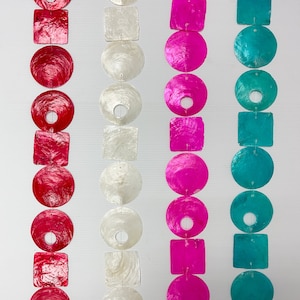 Circle Capiz Shell Suncatcher Multicoloured - Handmade Hanging Accessory Decor Coastal Room Decor Home - 130 cm