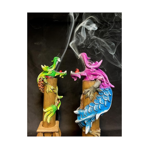 Drachen Rucherstbchen Halter Statue Skulptur Ornament Figur auf Bambus  Holz Fair Trade Dekoration - Etsy.de
