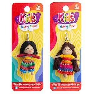 Worry Doll People Bag Zipper Pull Up Fairtrade Guatemalan Handmade Gift Kids Children&#39;s Worry Free Anxiety