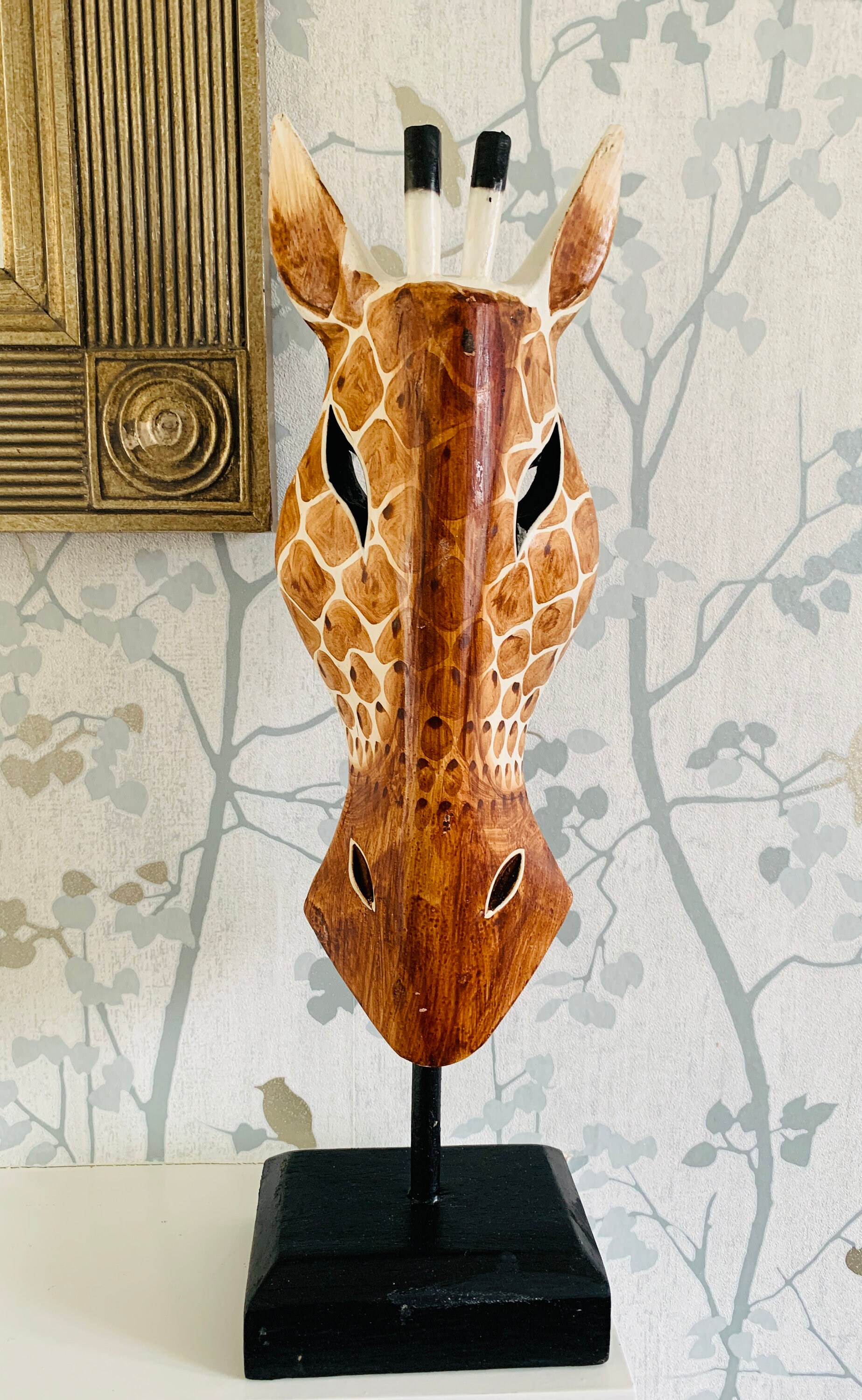 Statue de sculpture murale en bois de tête de cerf, artisanat de bois