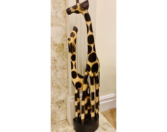 Wooden Giraffe and Calf - Hand Carved and Decorated Fair Trade Various Sizes
