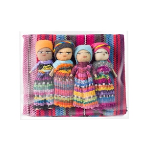 4 Large Worry Dolls in Bag Fairtrade Guatemalan - Handmade gift