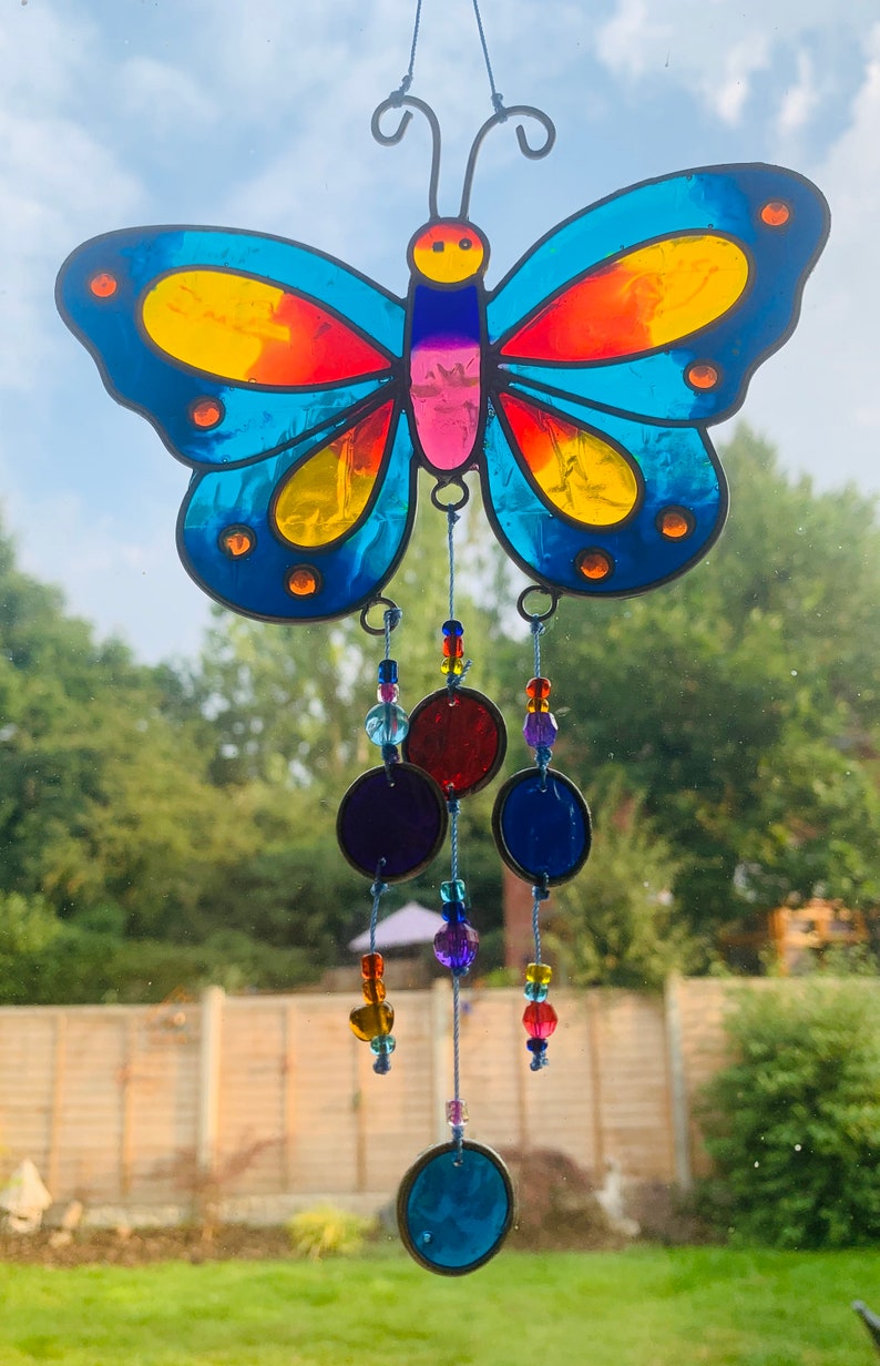 Butterfly Suncatchers Mobile Window Decor Windchime Garden Etsy UK
