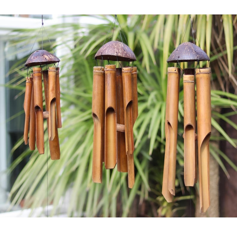 Bamboo Wind Chime Natural Bamboo & Coconut Shell Fair Trade Various Sizes image 1