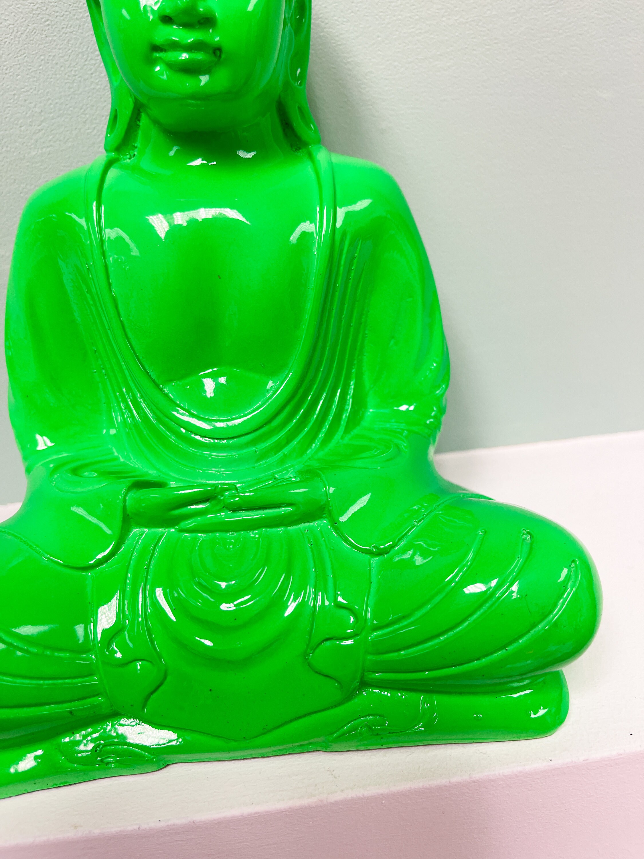 Green Buddha Ornament Meditating Sitting Figure Statue