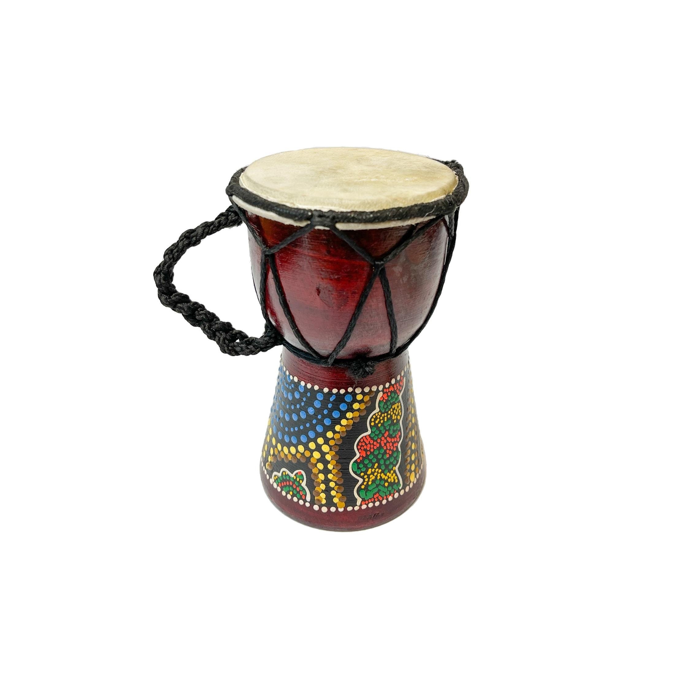 Mini Djembe Trommel Musikinstrument Hand Made Fair Trade Dot Painted