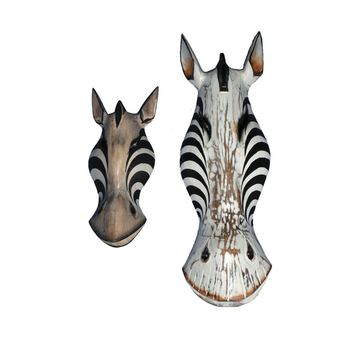 Wooden Zebra Mask White Wash Hand Carved Wall Hanging Art Fair Etsy